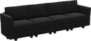 Belffin Modular Sofa Couch with Storage Seats Sectional Sofa Velvet Sofas for Living Room Black by CozyNest Decor