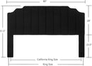 24KF Black Teddy Fabric Tufted King Upholstered Headboard, Modern Vertical Channel Design California King Headboard with Stepped Silhouette Top Edge,6026-K-Teddy Black by CozyNest Decor