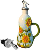 18.26oz/540ml Ceramics Olive Oil Dispenser Bottle,Hand Painted Reliefs Oil Dispenser for Kitchen,Oil Bottles for Kitchen (Sunflower) by CozyNest Decor