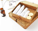 Seagrass Storage Basket Box with Lid Rectangular Woven Shelf Baskets Bins for Organize Snack Toys Set of 2 Natural Decorative(Large+Small) by CozyNest Decor