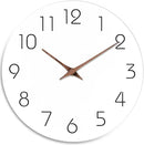 Mosewa Wall Clock 14 Inch White Silent Non Ticking Battery Operated Simple Minimalist Wooden Clock Decorative for Kitchen Bathroom Home Bedroom Living Room Office by CozyNest Decor
