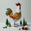 Metal Rooster Statue, Garden Outdoor Decor, Red and Gold Feathers, Weather Resistant, Metal Chicken Yard Art Sculpture, Iron Garden Animal Statue by CozyNest Decor