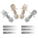 PandaEar (4 Pack) Silicone Baby Led Weaning Spoon Fork| First Training Self Feeding Utensils Set| Anti-Choke Silverware Eating Supplies for Toddler 6 Months Up (Carnation Grey) by TinyTreasures Baby Boutique