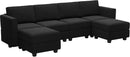 Belffin Modular Sectional Sofa with Reversible Chaises Velvet U Shaped Sectional Couch with Storage Seat Black by CozyNest Decor