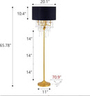 Wellmet Gold Crystal Drum Shade Floor Lamp, 6 Light Black Gold Shade, Candle Base for Living Room, Bedroom, Reading Room, Hallway, Corridor by CozyNest Decor