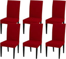 JQinHome 6 Pcs Dining Chair Slipcover,High Stretch Removable Washable Chair Seat Protector Cover for Home Party Hotel Wedding Ceremony (Red) by CozyNest Decor