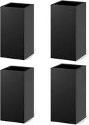 Stoog 30" Tall Planters for Outdoor Plants, All-Weather Metal Planter Boxes Set of 4, with Removable Insert Shelf, Modern Design, Indoor/Outdoor Use, Black by GreenHaven Gardens