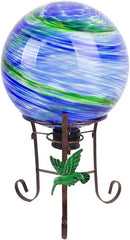 10" Diameter Gazing Ball with 8.5" Hummingbird Metal Stand Outdoor Garden Decor,Glass Globe Sphere Yard Art Decorations Outdoor,Glass Gazing Balls for Garden,Home,Lawn,Patio,Porch(Blue) by CozyNest Decor