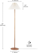 GLOBE Electric 61000053 62" Floor Lamp, Wood-Toned Finish, Pleated Fabric Shade, Pull Chain Switch, Reading Light, E26 Base, Modern Classic Lighting for Living Rooms and Bedrooms by CozyNest Decor