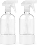 2 Pack Glass Spray Bottles with Silicone Sleeve, 16 oz Empty Refillable Containers with Adjustable Spray Nozzles, Spray Bottles for Hair, Cleaning Solutions and Plants White by GreenHaven Gardens