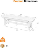 HDPE Outdoor Bench, 55" Patio Bench Outdoor Furniture, Poly Lumber Adirondack Benches, All Weather HDPE Patio Backless Benches for Park, Poolside, Garden, Porch, Pearl by CozyNest Decor