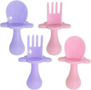 Grabease Baby Spoons Baby Led Weaning Supplies Toddler Forks Feeding, BPA-Free & Phthalate-Free for & Toddler, 2 Sets, Blush and Lavender by TinyTreasures Baby Boutique