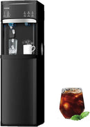 Self Cleaning Hot and Cold Bottom Load Water Cooler Dispenser with Ice Maker for 5 Gallon 3 Temperature Settings 22lbs Daily Capacity Black by CozyNest Decor