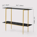 Glass Console Table for Living Room, Foyer & Entrance, 2-Tiers Mid-Century Modern Sofa Table with Grey Glass Top, Black Marble Finish Wood Shelf and Gold Finish Frame by CozyNest Decor