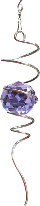 Fonmy Gazing Ball Spiral Tail -Decorative Wind Spinner Sun Catcher Rainbow Maker 11 inch Tail and 2 inch Purple Crystal Orb. Indoor Outdoor Garden Decoration -13 inch Height by GreenHaven Gardens