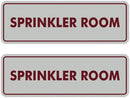 Signs ByLITA Standard Sprinkler Room Sign (Light Grey/Burgundy) - Small 2 Pack by GreenHaven Gardens