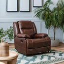 EBELLO Genuine Leather Manual Recliner Chair, Reclining Sofa Chair Couch for Living Room, Bedroom Furniture, Meeting Room, Brown by CozyNest Decor