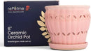 rePotme 6 inch Pinwheel Fluted Ceramic Plant Pot (Cream Over Cotton Candy) - Includes Free 6 inch Slotted Pot Liner - Great for Orchids, Succulents, and All Indoor Plants by GreenHaven Gardens