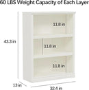 43 in Tall Bookcase, 3-Tier Bookshelf Open Storage, 33 inch Wide Floor Standing Indoor Furniture, Book Cases for Home School Library Office Bedroom Kids, White 3 Tiers by CozyNest Decor