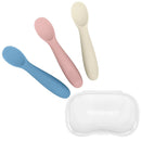 WeeSprout Baby Spoons for Self Feeding 6 Months +, Soft & Durable Silicone Utensils for Sensitive Gums & Teeth, Easy Grip Handles & Shorter Length for Little Hands, 3 Pack + Carrying Case by TinyTreasures Baby Boutique