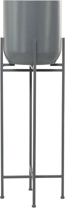 Deco 79 CosmoLiving by Cosmopolitan Metal Round Planter with Removable Stand, 13" x 13" x 42", Gray by GreenHaven Gardens