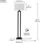 GLOBE Electric 67046 58" Floor Lamp, Matte Black Finish, White Linen Rectangular Shade, Modern Geometric Cutout Design, E26 Base by CozyNest Decor