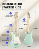 Donner 30 Inch Junior Electric Guitar Beginner Kit ST Style Mini Electric Guitar Starter Package for Teens with Amp, 600D Bag, Tuner, Picks, Cable, Strap, Extra Strings DSJ-100 by TinyTreasures Baby Boutique