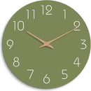 Mosewa Modern Wall Clock Silent Non Ticking 12 Inch Olive Green Battery Operated Simple Minimalist for Living Room Office Bedrooms Kitchen Home Decor by CozyNest Decor