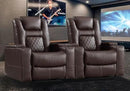 CANMOV Electric Power Recliner Chair Set of 2, Breathable Leather Home Theater Seating with Hidden Arm Storage, Power Recliner Chair for Living Room with USB Ports and Cup Holders,Red Brown by CozyNest Decor