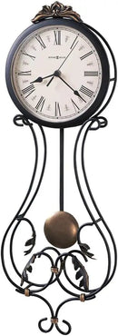 Howard Miller Paulina Wall Clock, Gray Finishes with Golden Pendulum & Quartz Movement, Classic Round White Dial with Roman Numeral Perfect for Home Decor, Living Room & Office Wall Mount by CozyNest Decor