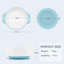 MR. CHOU Ceramic Baby Bowls with Suction Base, Infant Led Weaning Supplies with BPA Free Airtight Lid & Handles for Babies Self-feeding, 100% Food Grade Kid Bowls, Microwave & Dishwasher Safe, Blue by TinyTreasures Baby Boutique