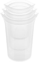 Zip Top Reusable Food Storage Bags | 3 Cup Set [Frost] | Silicone Meal Prep Container | Microwave, Dishwasher and Freezer Safe | Made in the USA by TinyTreasures Baby Boutique