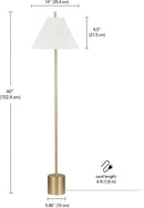 GLOBE Electric 61000060 60" Floor Lamp, Matte Brass Finish, Beige Linen Shade, Heavy Weighted Base, Rotary Switch on Shade, Modern Standing Light for Living Room, Home Office Accessories by CozyNest Decor