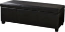 BELLEZE 47 Inch Storage Ottoman, Faux Leather Storage Bench Bedroom Bench with Safety Close Hinge, Ottoman with Storage for Living Room, Entryway, Hallway, Foot Rest, Support 300lbs - Black