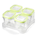 Matyz 4-Pack Glass Baby Food Jars With Lids Airtight Freezer Microwave Oven Safe (Mint Green, 4 OZ Each) - Small Solid Food Storage Containers Baby Stackable Baby Food Containers Glass by TinyTreasures Baby Boutique