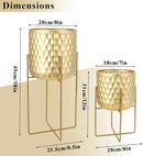 TRIROCKS Set of 2 Planters with Stand Indoor Outdoor Metal Plant Stand 8 * 18 &7 * 12 "Modern Planters Flower Pots for Living Room Corner Kitchen Office Garden Balcony Patio Decor(Gold) by GreenHaven Gardens