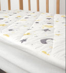 Waterproof Crib Mattress Protector Sheets,%100 Cotton Fabric, Absorbent Crib/Toddler Mattress Protector, Quilted, Certified, Noiseless Machine Wash, Moon&Star Pattern 52"x28" (Small Single, 1, Pack) by TinyTreasures Baby Boutique