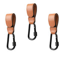 3 Pcs Baby Stroller Hook, Carry 20 lbs per Stroller Carabiner Clip, Adjustable Baby Stroller & Car Seat Hook for Hanging Diaper Bag, Wheelchair, Shopping and Pet Cart(Leather) by TinyTreasures Baby Boutique