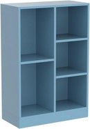 IOTXY Open Shelf Low Bookcase - Wooden 3-Tier Floor Standing Display Cabinet Organizer with Base, 5 Cubes Short Horizontal Bookshelf in Bright Blue by CozyNest Decor