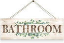Bathroom Sign Wall Decor, Bathroom Wall Art with Plant Print, Rustic Farmhouse Wall Hanging Plaque Home Kitchen Decorative Bathroom, 4.7 x 13.7 inches by CozyNest Decor