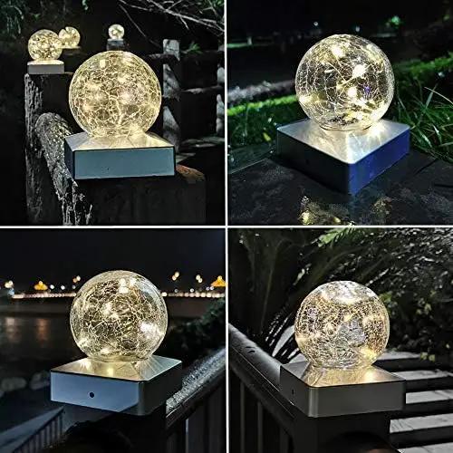 Solar Post Lights - Outdoor Post Cap Light for Fence Deck or Patio Garden Decoration Solar Powered Caps, LED Lighting, Lamp Fits 4x4 in - Warm White 4 Pack, photo 7 of 7