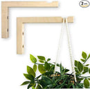 2-Piece Set of Plant Hooks for Wall 6 Inch - L-Shaped Mounted Wooden Plant Hook - Indoor and Outdoor Bracket Plant Hanger for Planters, Lanterns, Bird Feeders and Plant Basket (Natural) by GreenHaven Gardens