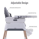 3 in 1 Baby High Chair,Adjustable Convertible Infant Baby Feeding Chair Booster for Eating with Detachable Double Tray,5 Point Harness,Deep Gray by TinyTreasures Baby Boutique