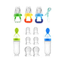 Food Feeder Baby Fruit Pacifier (3 Pcs) with 6 Different Sized Silicone Pacifiers 2 PCS Dispensing Spoon 90ML Spoons Clip Infant Teething Feeders -Blue by TinyTreasures Baby Boutique