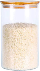 Glass Rice Storage Containers, 60 FL OZ (1800ml) Kitchen Food Jars with Airtight Lid, Stackable Clear Pantry Canister for Coffee Bean, Pet Treat, Flour, Loose Tea and More by CozyNest Decor