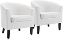 BELLEZE Accent Barrel Chair, Set of 2 lub Tub Sofa Corner Chair with Flared Legs and Cozy Soft Padding for Living Room Bedroom Waiting Room - White by CozyNest Decor