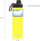 DRINCO Stainless Steel Water Bottle Spout Lid Vacuum Insulated Double Wall Water Bottle Wide Mouth (40oz 32oz 22oz 18oz 14oz) Leak Proof Keeps Cold or Hot (22 oz, 22oz Illuminating Yellow) by CozyNest Decor