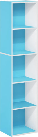 Furinno Luder Bookcase / Book / Storage, 5-Tier Cube, Light Blue/White by TinyTreasures Baby Boutique