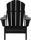 WO Home Furniture Adirondack Chair Table Set of 2 PCS Outdoor Folding Chair w Side Table Weather/UV Resistant for Lawn, Garden, Bon Fire, Balcony (Black) by GreenHaven Gardens