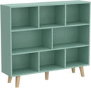 IOTXY Wooden Open Shelf Bookcase - 3-Tier Floor Standing Display Cabinet Rack with Legs, 8 Cubes Bookshelf, Tiffany-Green by CozyNest Decor